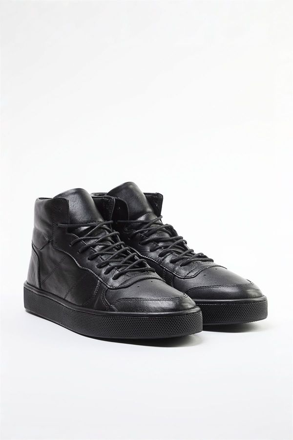 Trendyol Trendyol Black Genuine Leather Men's High Top Sneakers