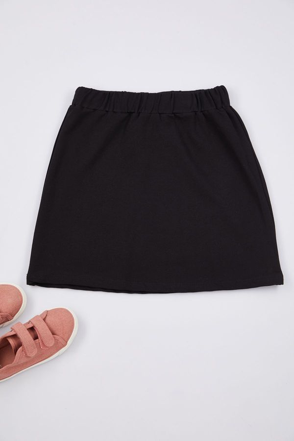 Trendyol Trendyol Black Girl Seasonal-Thin Waist Elastic Plain Cotton Knitted School Skirt