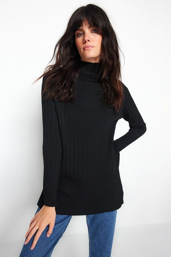 Trendyol Trendyol Black High Neck Rib Knitwear Sweater