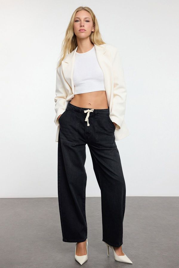 Trendyol Trendyol Black High Waist Barrel Baggy Jeans