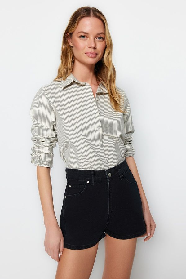 Trendyol Trendyol Black High Waist Denim Shorts