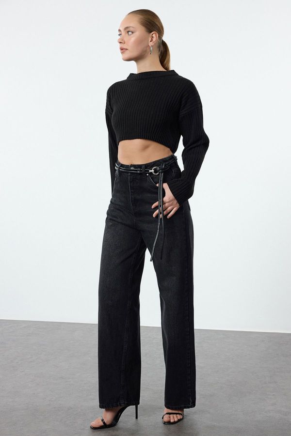 Trendyol Trendyol Black High Waist Loose Wide Leg Jeans