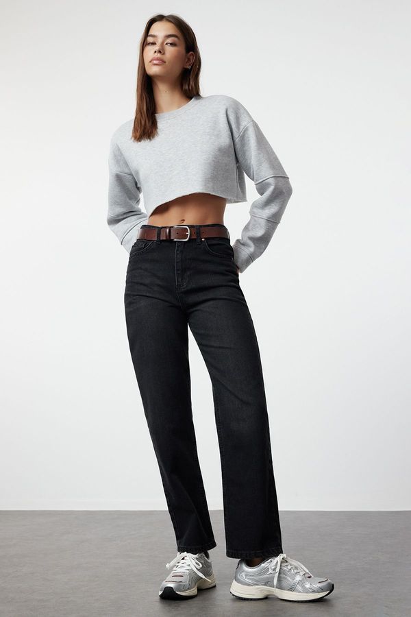 Trendyol Trendyol Black High Waist Straight Jeans