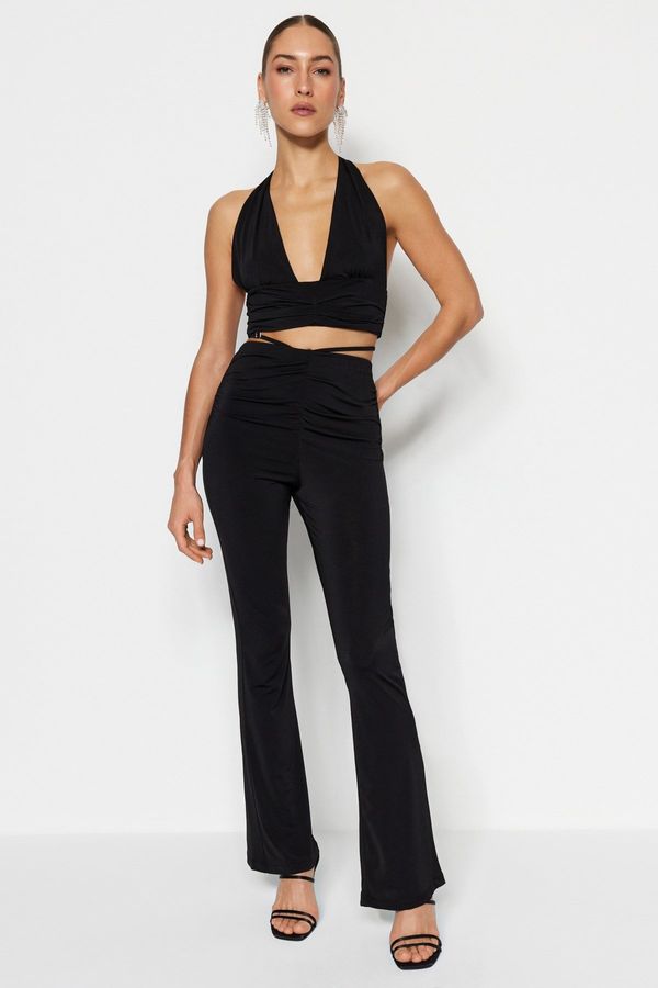 Trendyol Trendyol Black Knitted Piping Trousers