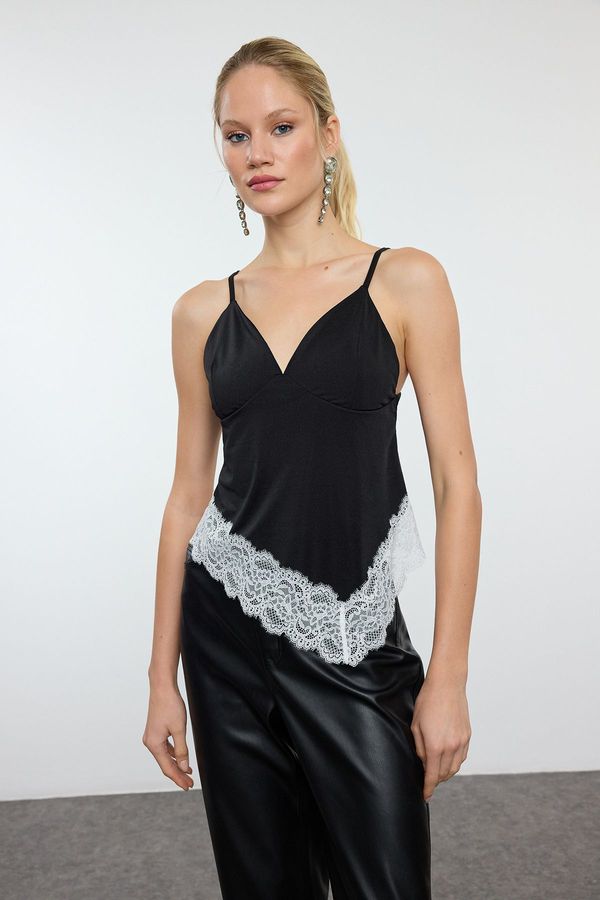 Trendyol Trendyol Black Lace Detailed Knitted Blouse