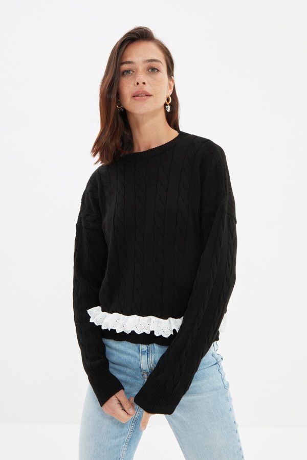 Trendyol Trendyol Black Lace Detailed Knitwear Sweater