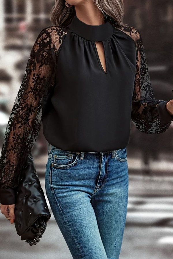 Trendyol Trendyol Black Lace Sleeve Detail Blouse