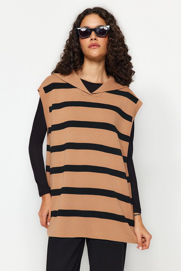 Trendyol Trendyol Black Marine Neck Striped Knitwear Sweater