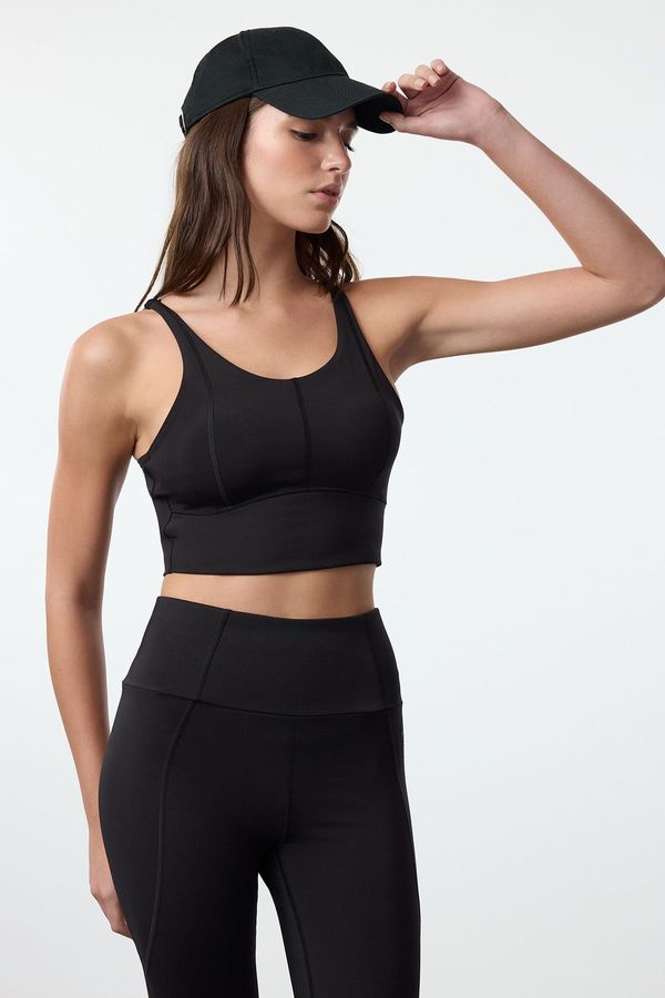 Trendyol Trendyol Black Matte Fabric Support/Shaping Knitted Sports Bra