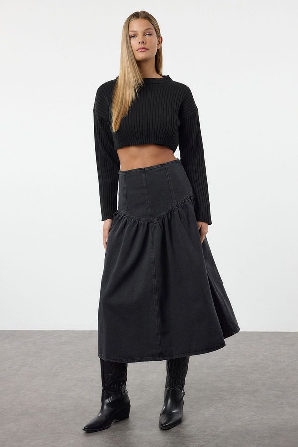 Trendyol Trendyol Black Maxi Denim Skirt