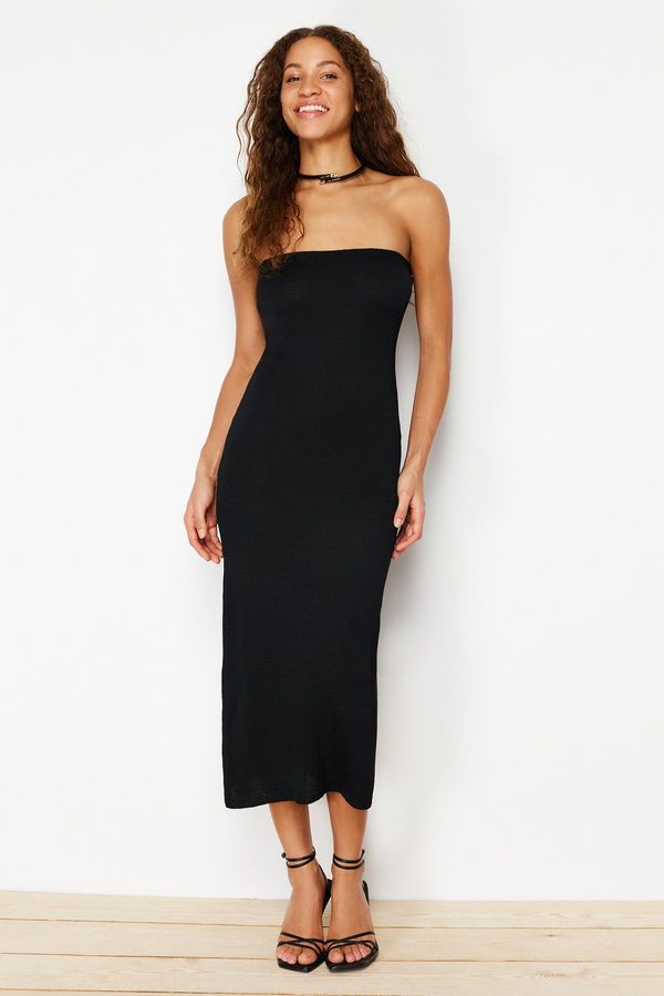 Trendyol Trendyol Black Maxi Knitwear Strapless Dress