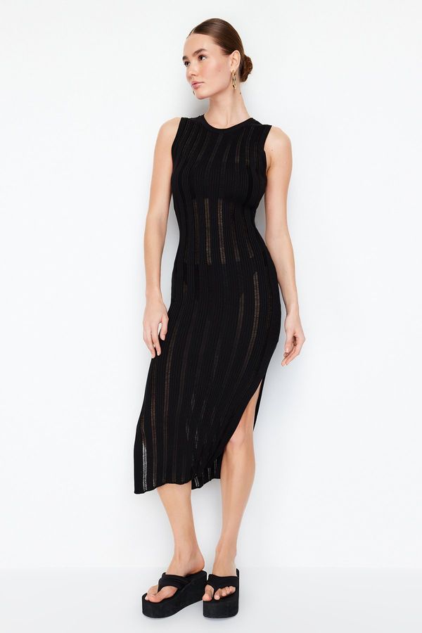 Trendyol Trendyol Black Maxi Knitwear Unlined Openwork/ Perforated Dress