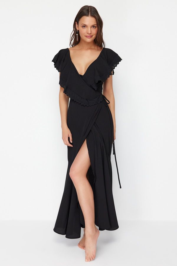 Trendyol Trendyol Black Maxi Woven Tie Beach Dress