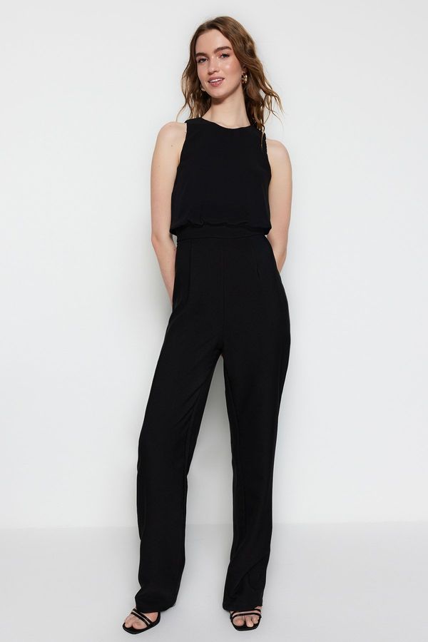 Trendyol Trendyol Black Maxi Woven Top Lined Jumpsuit
