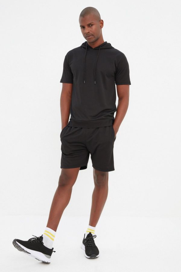 Trendyol Trendyol Black Men's Regular/Regular Fit Hooded, Shorts and Tracksuit Set