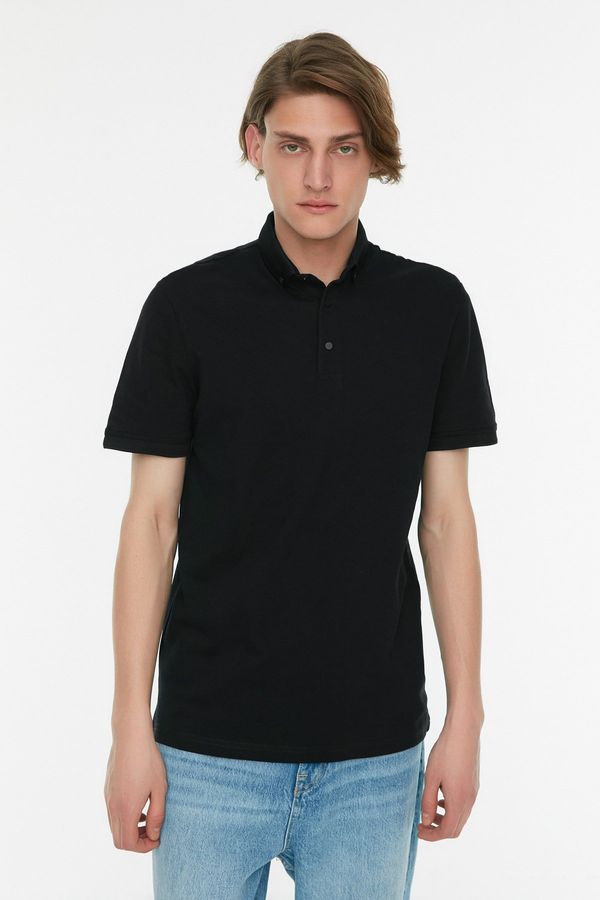Trendyol Trendyol Black Men's Slim Fit Cotton Polo Collar T-shirt T-shirts