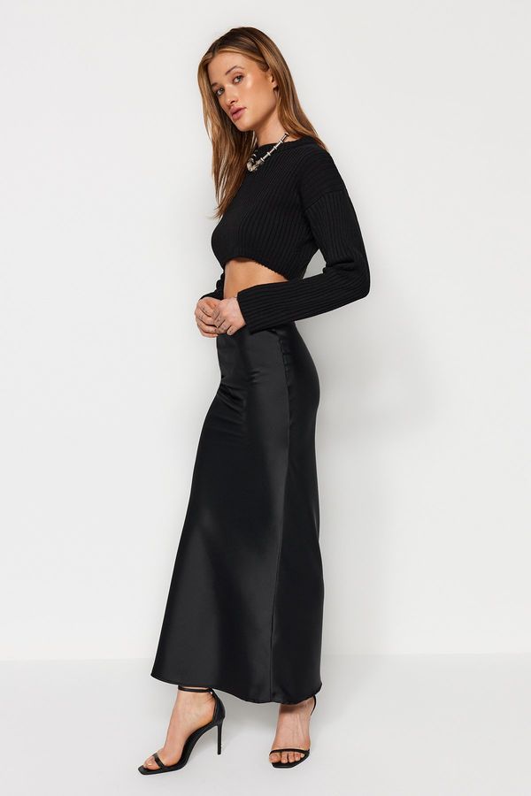 Trendyol Trendyol Black Mermaid Cut Satin Maxi Length Woven Skirt