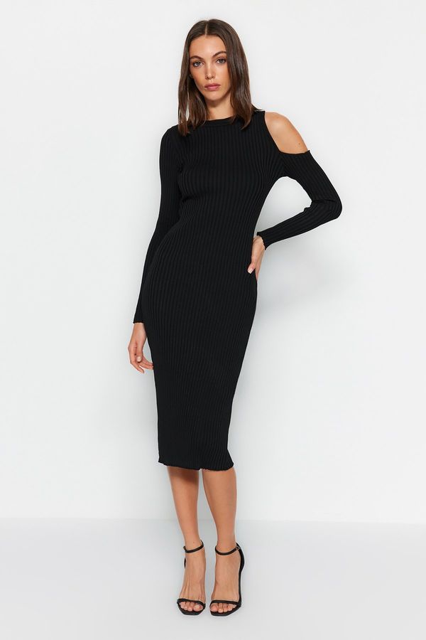 Trendyol Trendyol Black Midi Knitwear Window/Cut Out Dress