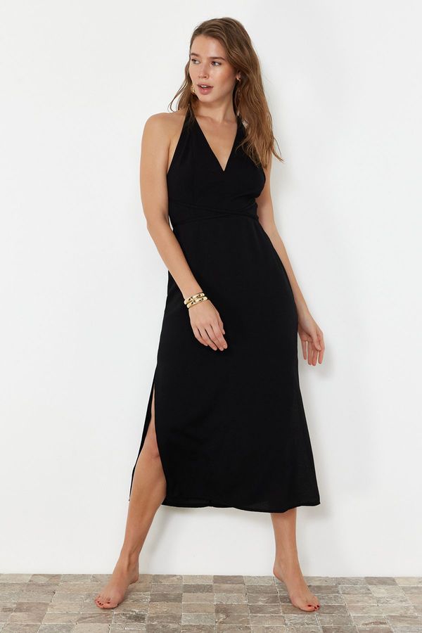 Trendyol Trendyol Black Midi Woven Backless Beach Dress