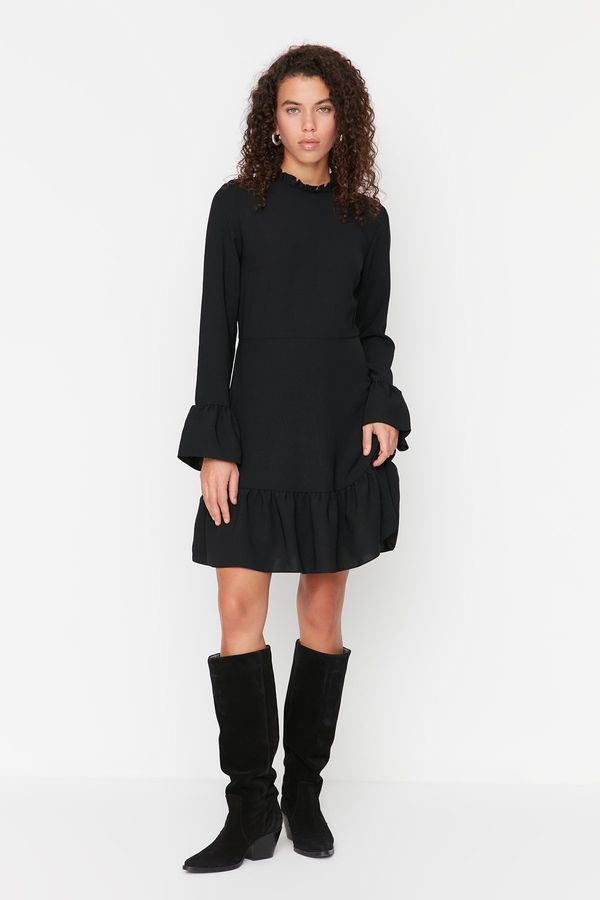 Trendyol Trendyol Black Mini High Neck Flounce Woven Dress