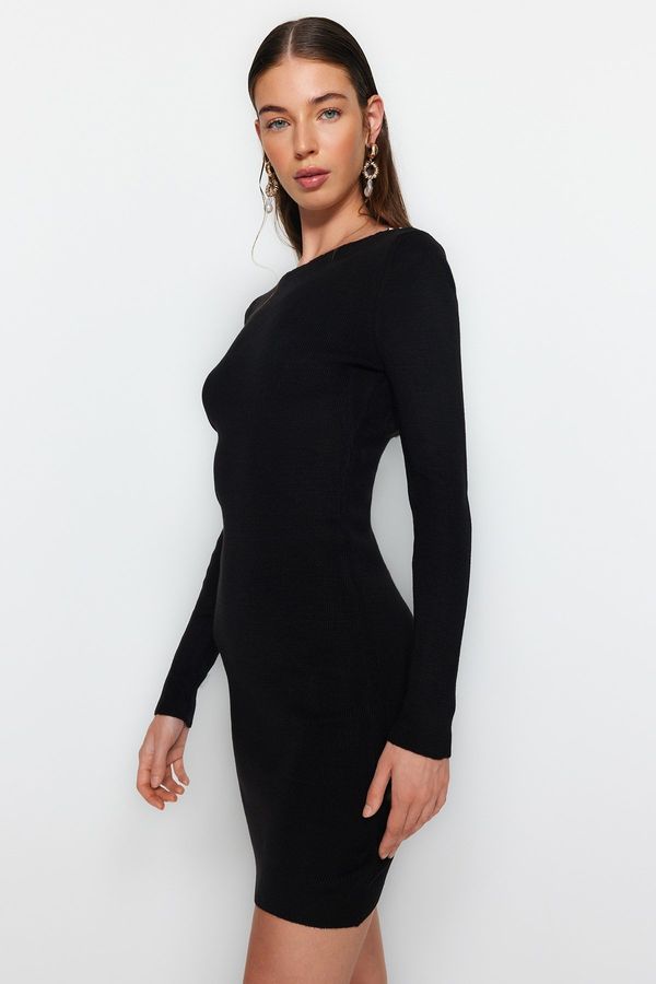 Trendyol Trendyol Black Mini Knitwear Back Detailed Dress