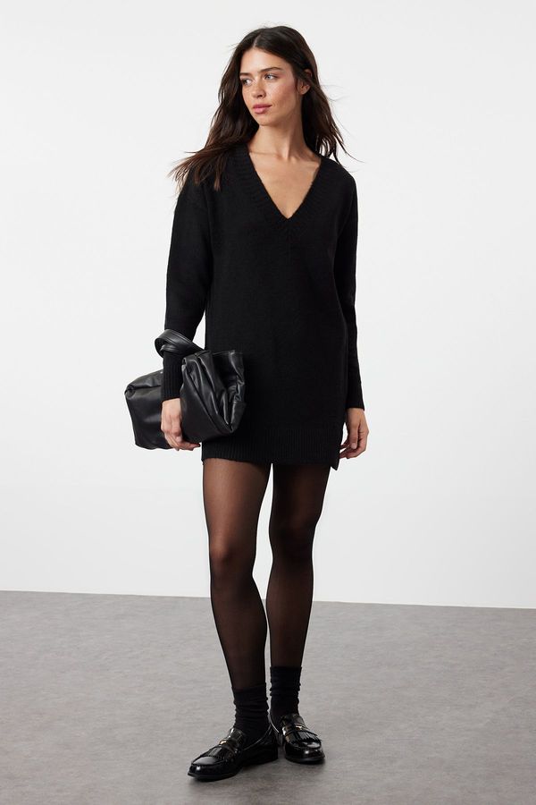 Trendyol Trendyol Black Mini Knitwear Soft Textured Dress