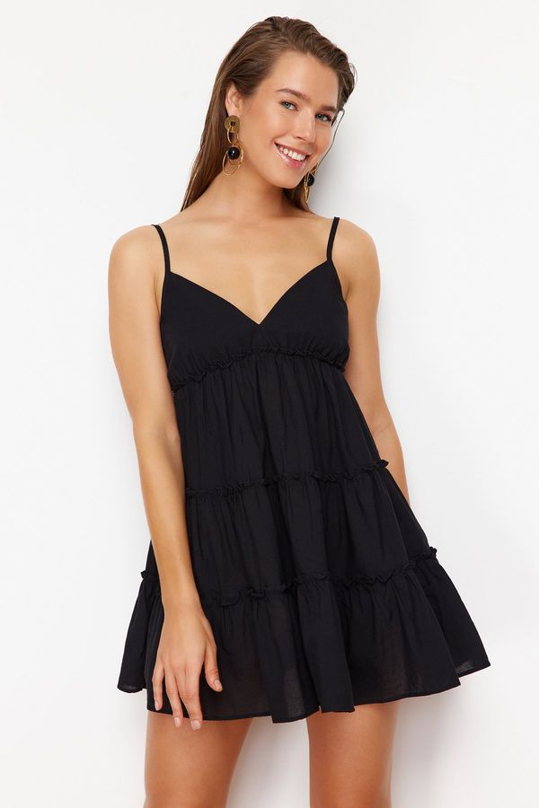 Trendyol Trendyol Black Mini Woven 100% Cotton Beach Dress