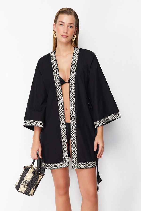 Trendyol Trendyol Black Mini Woven Kimono&Kaftan