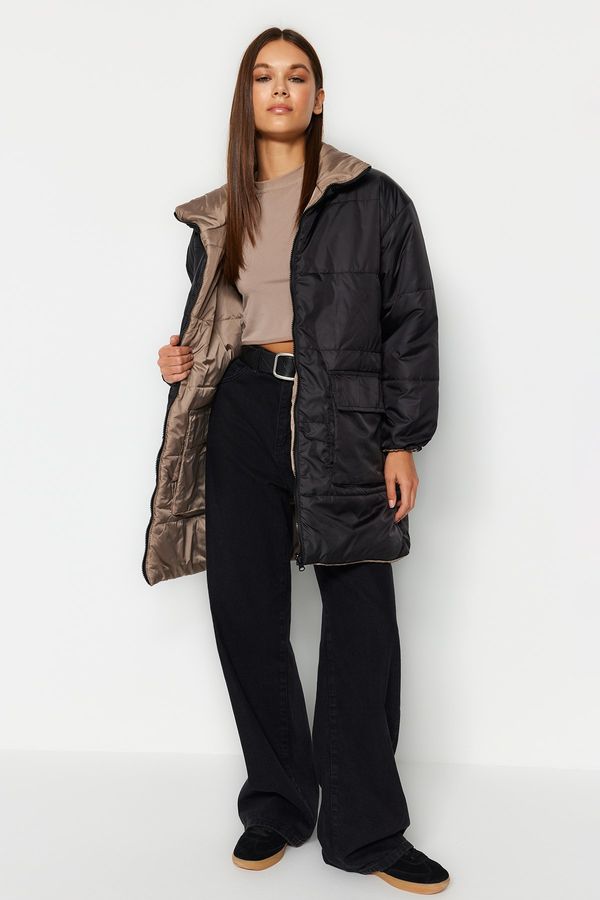 Trendyol Trendyol Black-Mink Oversize Double-Sided Wearable Quilted Inflatable Coat