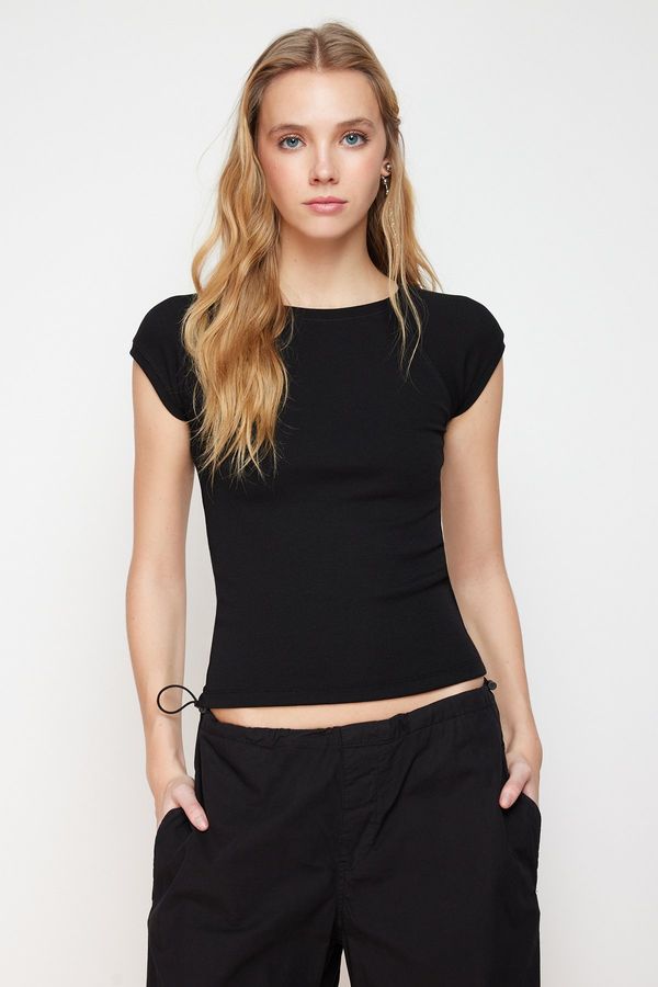 Trendyol Trendyol Black Moon Sleeve Fitted Stretch Knitted Blouse