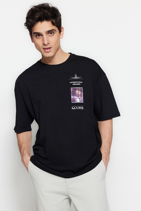 Trendyol Trendyol Black Oversize Crew Neck Short Sleeve T-Shirt