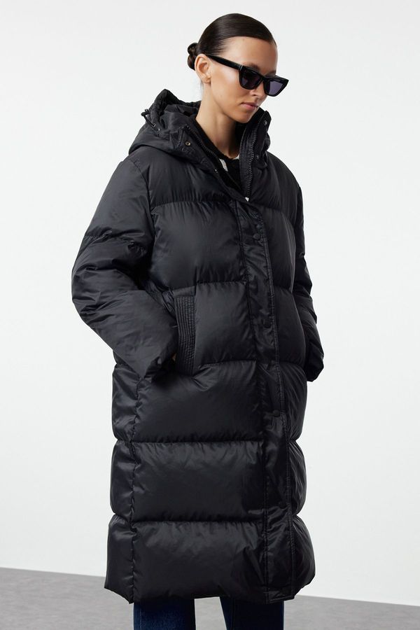 Trendyol Trendyol Black Oversize Goose Down Water Repellent Long Puffer Jacket