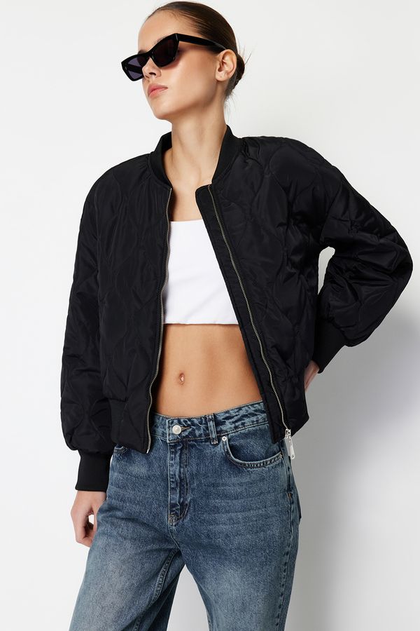 Trendyol Trendyol Black Oversize Waterproof Bomber Jacket Coat