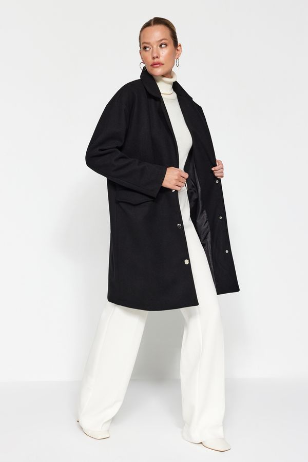 Trendyol Trendyol Black Oversize Wide-Cut Belted Coat