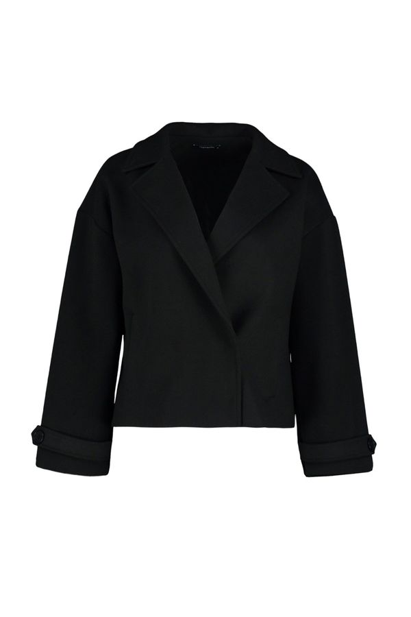 Trendyol Trendyol Black Oversize Wide Cut Stamped Coat