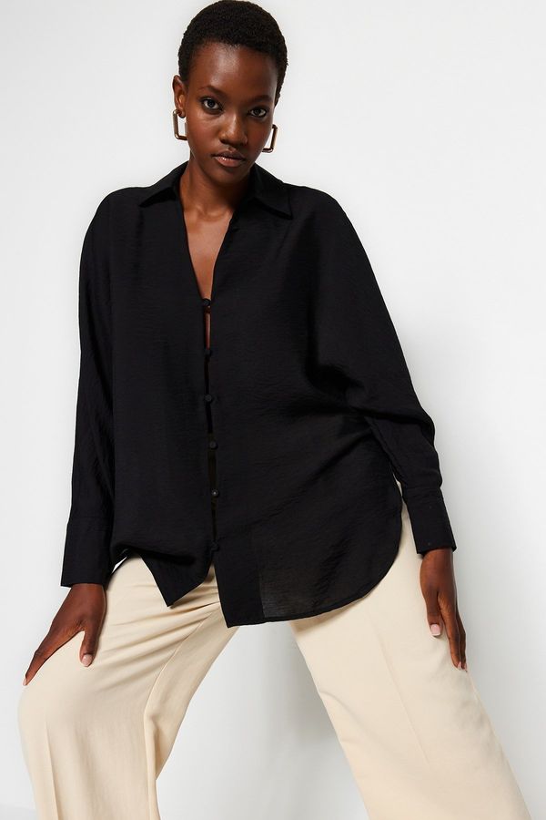 Trendyol Trendyol Black Oversize/Creature Woven Shirt