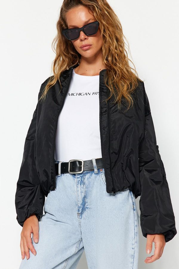 Trendyol Trendyol Black Oversized Bomber Jacket Coat