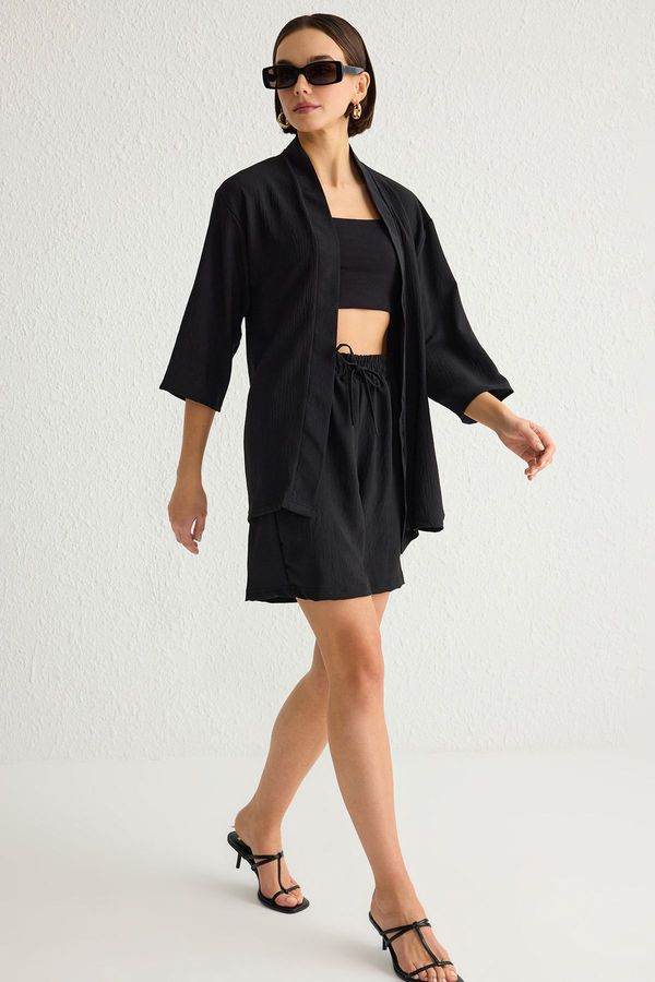 Trendyol Trendyol Black Oversized Jacket and Shorts Bottom and Top Set Woven Bottom-Top Set