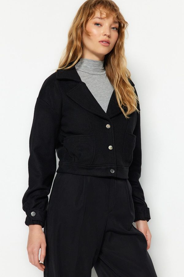 Trendyol Trendyol Black Oversized Stamped Jacket Coat