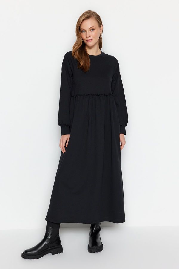 Trendyol Trendyol Black Oversized Waist Cutout Knitted Dress