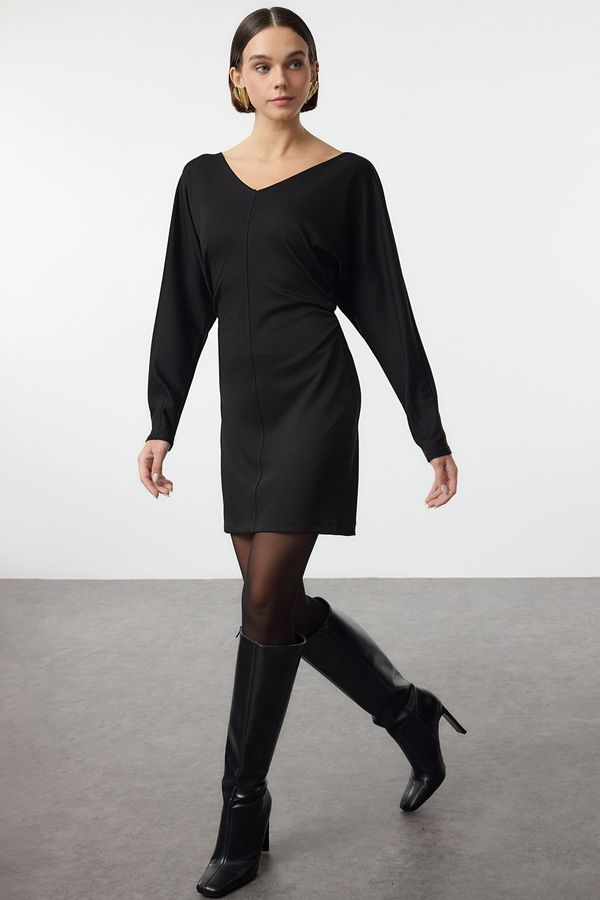 Trendyol Trendyol Black Padded Bodycone/Fits the Body Mini Knit Dress