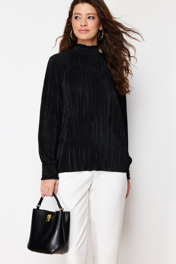 Trendyol Trendyol Black Pleated Knitted Tunic