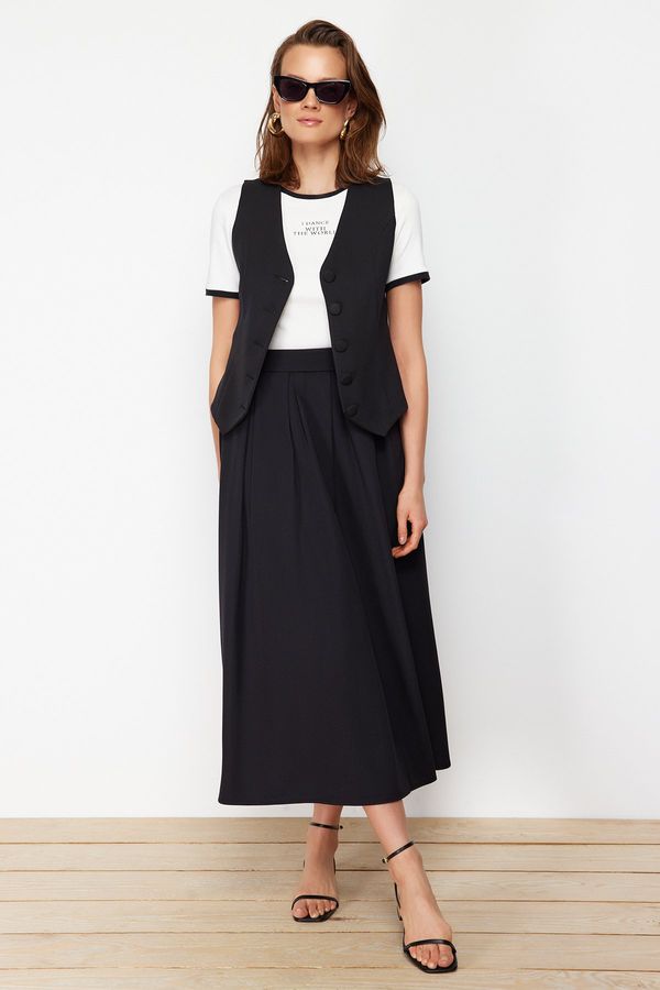 Trendyol Trendyol Black Pleated Woven Skirt