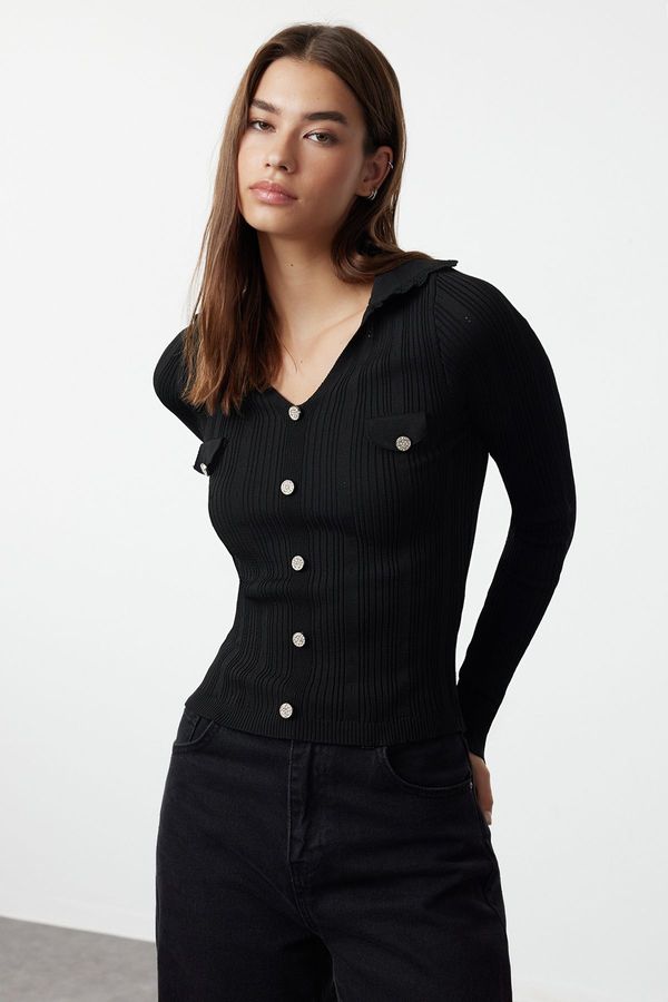 Trendyol Trendyol Black Polo Neck Fine Knitwear Sweater