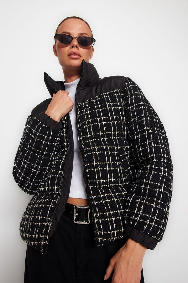 Trendyol Trendyol Black Premium Oversize Tweed Puffy Coat