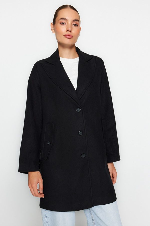 Trendyol Trendyol Black Premium Oversize Wide Cut Stamped Coat
