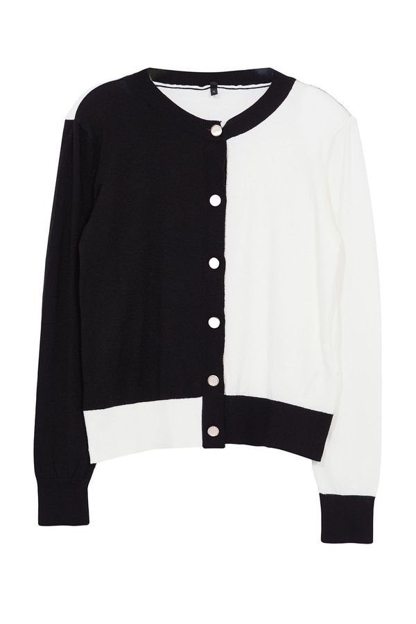 Trendyol Trendyol Black Premium Quality Color Blocked Knitwear Cardigan