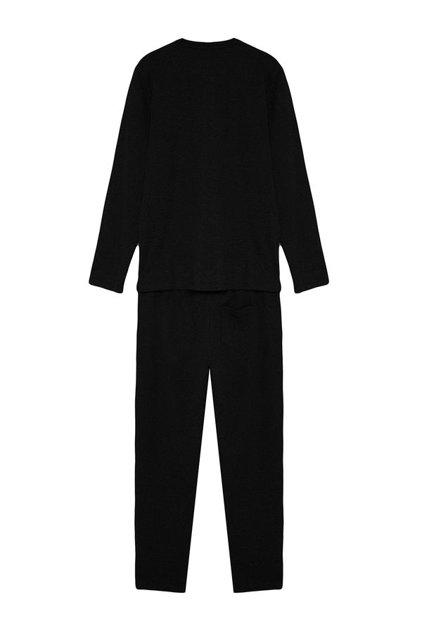 Trendyol Trendyol Black Regular Fit Waffle Knitted Pajamas Set