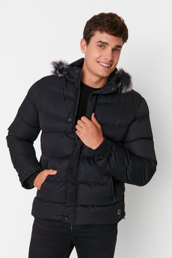 Trendyol Trendyol Black Regular Fit Windproof Puffer Jacket with Fleece Inside