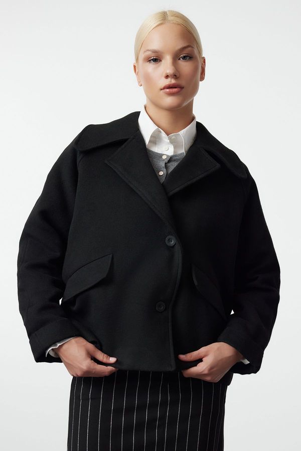 Trendyol Trendyol Black Regular Short Woolen Jacket Coat